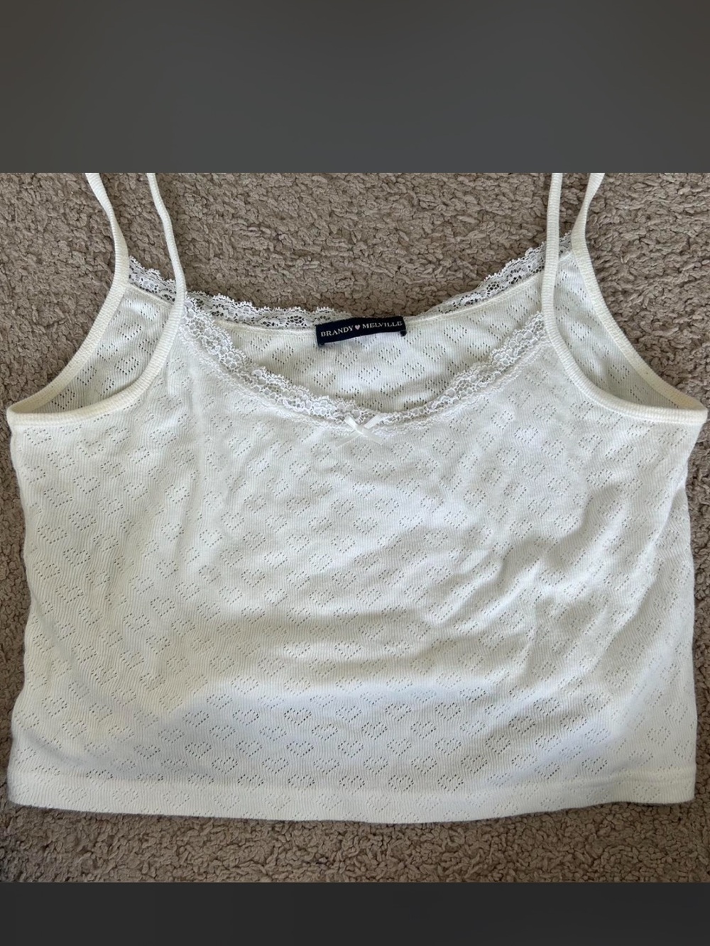 Brandy Melville Cream Eyelet Lace-Trim Camisole